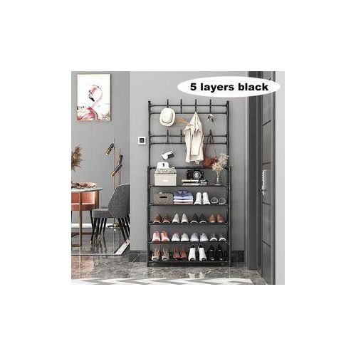 All-In-1 Shoe Rack/Coat Rack/Cap Scarf Bag Cloths With Hangers Durable Metallic