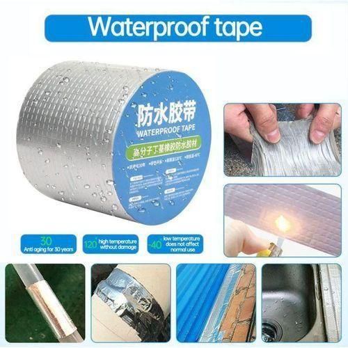 Aluminium Foil Tape Waterproof Adhesive Rubber Tape Butyl Tape Sealing Tape Repair Tape For Leakage Waterproofing Water Tank Roof Pipe Window Seal Leak Wall Crack Repair 5m by 10cm