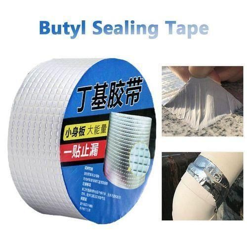 Aluminium Foil Tape Waterproof Adhesive Rubber Tape Butyl Tape Sealing Tape Repair Tape For Leakage Waterproofing Water Tank Roof Pipe Window Seal Leak Wall Crack Repair 5m by 10cm