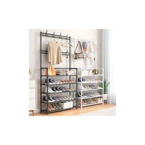 All-In-1 Shoe Rack/Coat Rack/Cap Scarf Bag Cloths With Hangers Durable Metallic